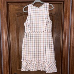 J. Crew Red and Cream Plaid Sleeveless Dress